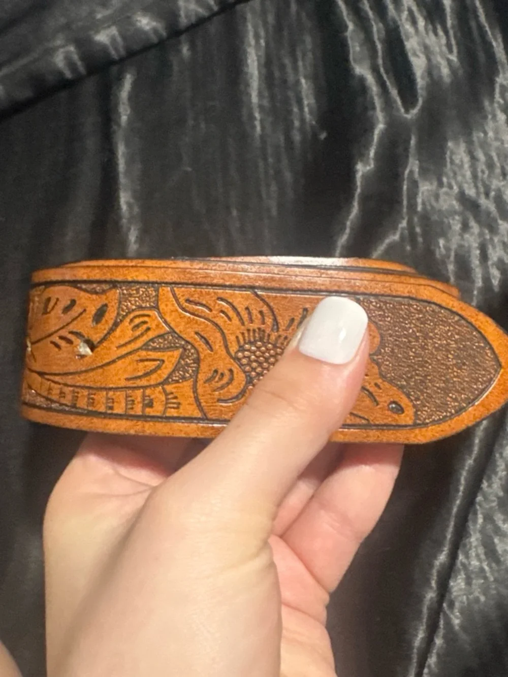 Brown faux Leather Floral Wrap belt  - Women Accessories